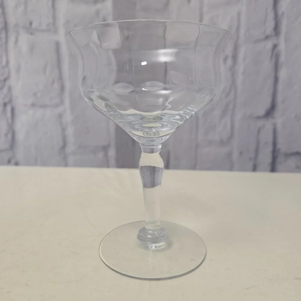 Unbranded Vintage Hand Etched Stemware Wine Glass